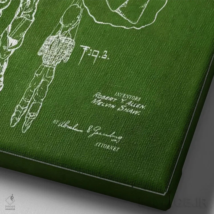 تابلو نقشهٔ ثبت اختراع هاودی دودی سبز اثر پیکسل کهنه (استودیو/نام هنری) - نمای نزدیک بافت بوم