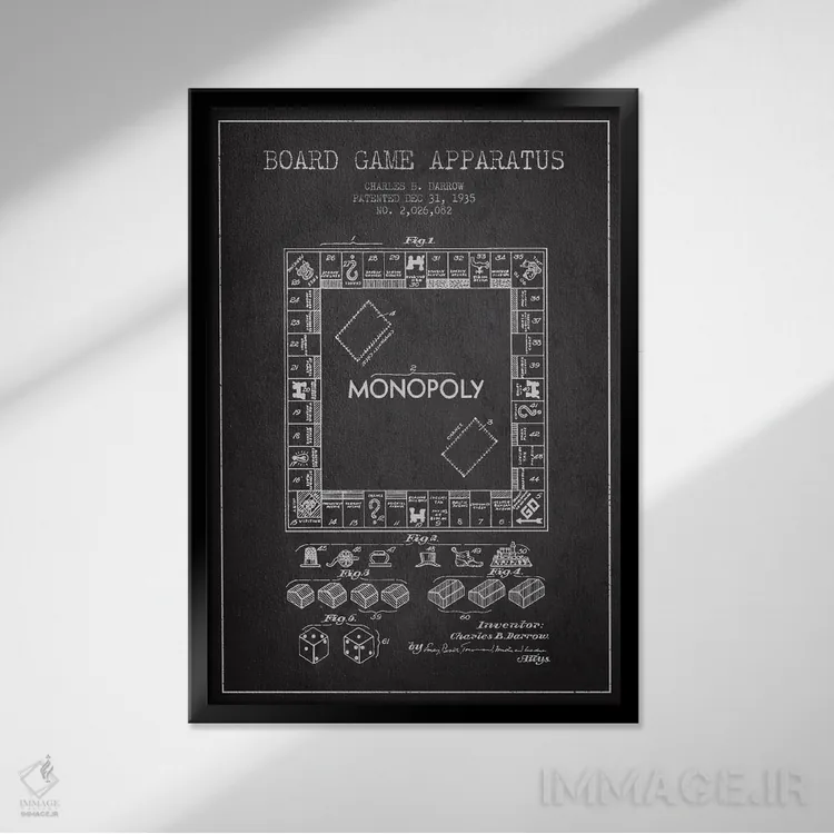 تابلو نقشهٔ حقامتیاز مونوپولی زغالسنگی اثر پیکسل کهنه (استودیو/نام هنری) - نمای قابدار مشکی