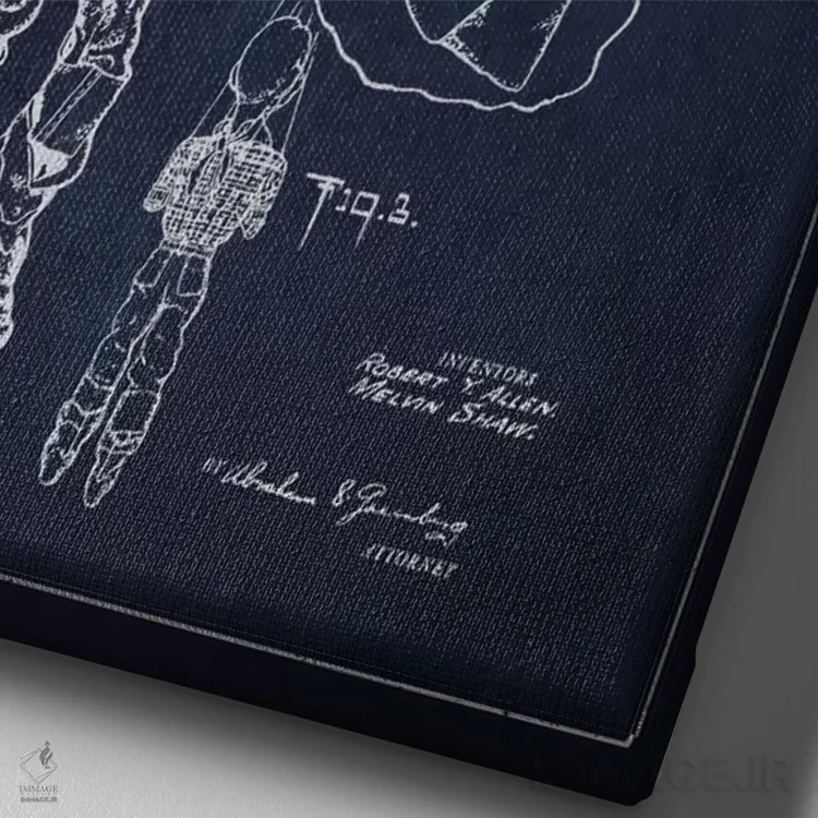 تابلو نقشهٔ ثبت اختراع هاودی دودی سرمهای اثر پیکسل کهنه (استودیو/نام هنری) - نمای نزدیک بافت بوم