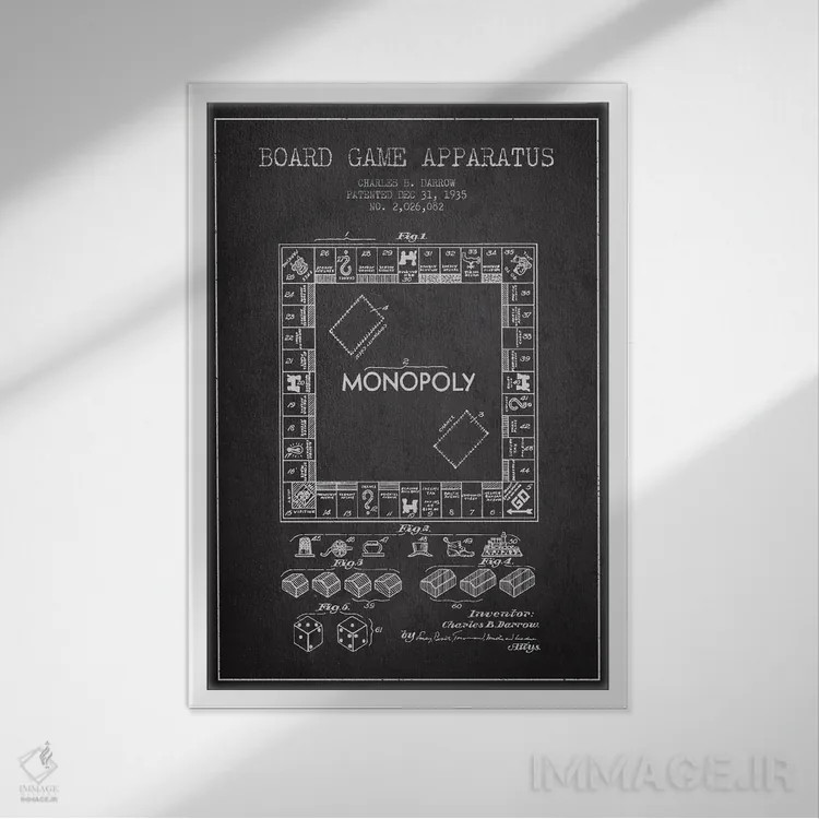 تابلو نقشهٔ حقامتیاز مونوپولی زغالسنگی اثر پیکسل کهنه (استودیو/نام هنری) - نمای قابدار سفید