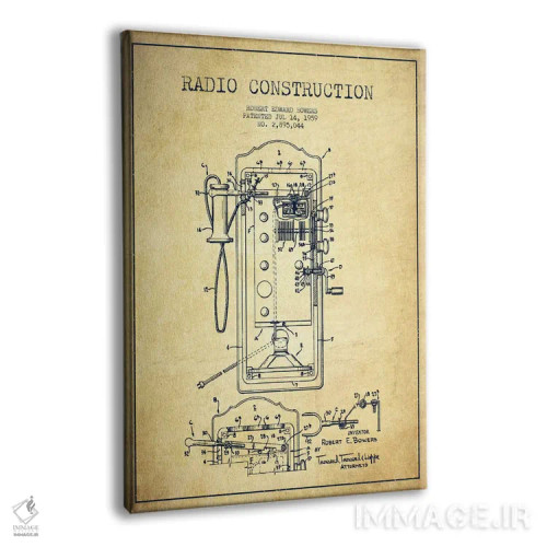 تابلو نقشهٔ ثبت اختراع رادیوی باورس (طرح قدیمی) اثر پیکسل کهنه (استودیو/نام هنری) - نمای پرسپکتیو محصول