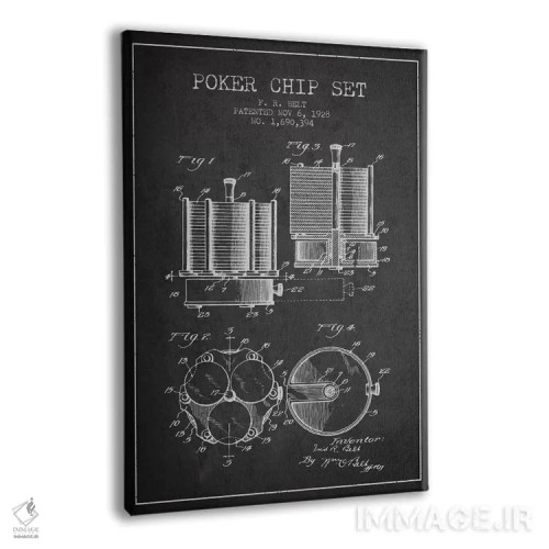 تابلو نقشهٔ ثبت اختراع ژتونهای پوکر ۱ (زغالی) اثر پیکسل کهنه (استودیو/نام هنری) - نمای پرسپکتیو محصول