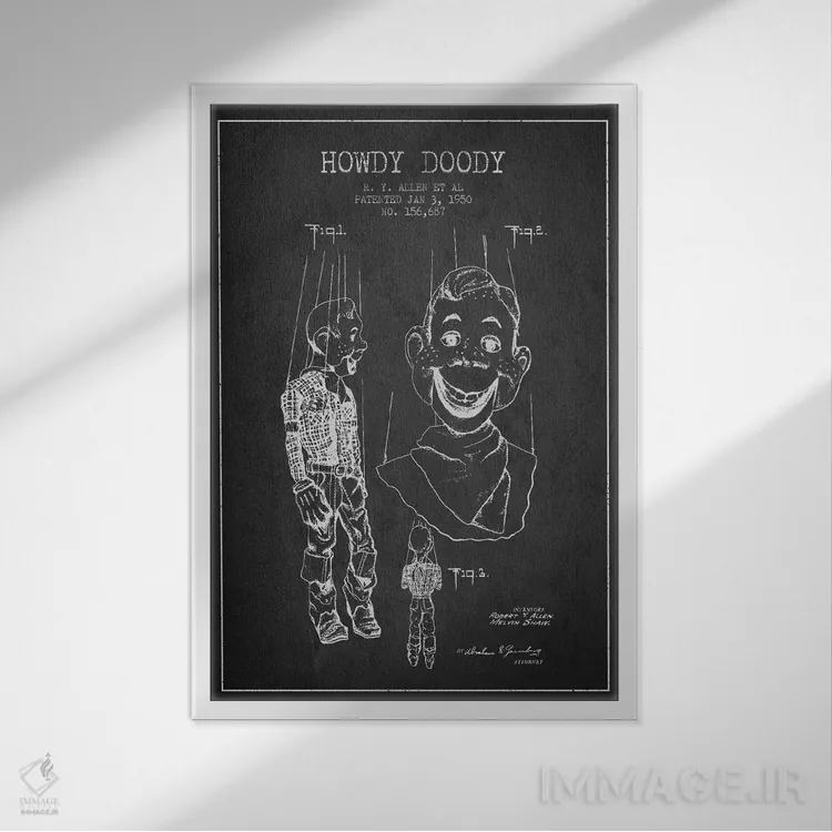 تابلو نقشهٔ حقامتیاز هاودی دودو تیره (عروسک تلویزیونی) اثر پیکسل کهنه (استودیو/نام هنری) - نمای قابدار سفید