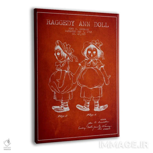 تابلو نقشهٔ ثبت اختراع عروسک رگدی آن (قرمز) اثر پیکسل کهنه (استودیو/نام هنری) - نمای پرسپکتیو محصول
