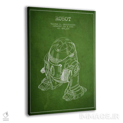 تابلو نقشهٔ ثبت اختراع ربات (سبز) اثر پیکسل کهنه (استودیو/نام هنری) - نمای پرسپکتیو محصول