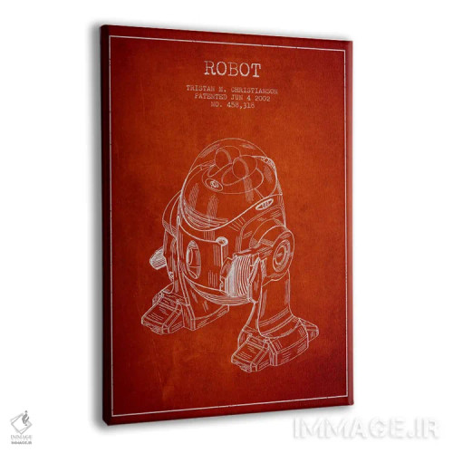 تابلو نقشهٔ ثبت اختراع ربات قرمز اثر پیکسل کهنه (استودیو/نام هنری) - نمای پرسپکتیو محصول