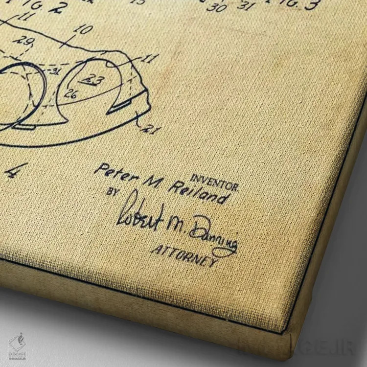 تابلو نقشهٔ ثبت اختراع ژتون پوکر ۳ (طرح قدیمی) اثر پیکسل کهنه (استودیو/نام هنری) - نمای نزدیک بافت بوم