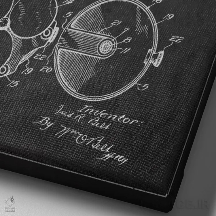 تابلو نقشهٔ ثبت اختراع ژتونهای پوکر ۱ (زغالی) اثر پیکسل کهنه (استودیو/نام هنری) - نمای نزدیک بافت بوم