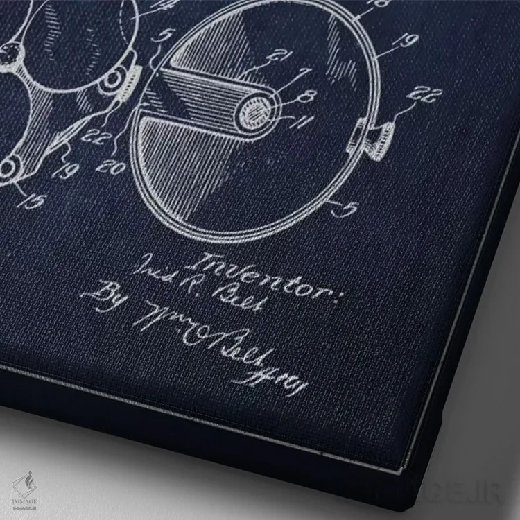 تابلو نقشهٔ ثبت اختراع ژتونهای پوکر ۱ (آبی تیره) اثر پیکسل کهنه (استودیو/نام هنری) - نمای نزدیک بافت بوم