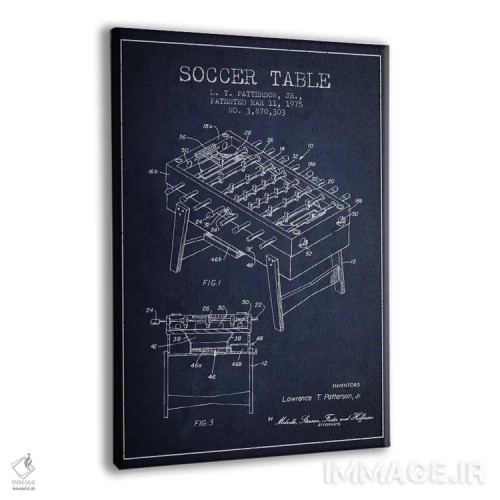 تابلو نقشهٔ ثبت اختراع فوتبال دستی آبی نفتی اثر پیکسل کهنه (استودیو/نام هنری) - نمای پرسپکتیو محصول