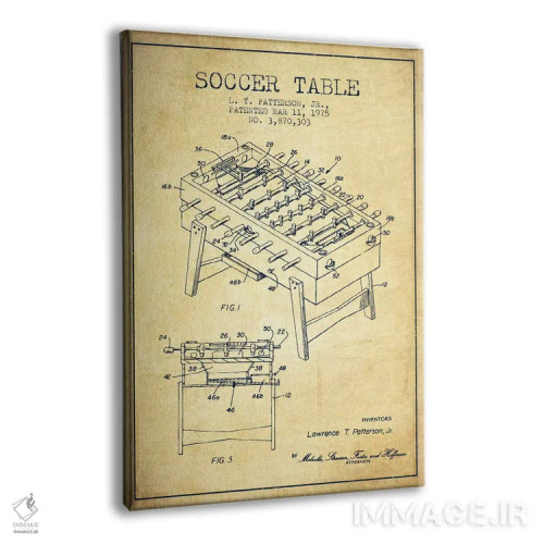 تابلو نقشهٔ ثبت اختراع فوتبال دستی (طرح کلاسیک) اثر پیکسل کهنه (استودیو/نام هنری) - نمای پرسپکتیو محصول