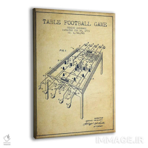 تابلو نقشهٔ ثبت اختراع فوتبال رومیزی ۲ (طرح کلاسیک) اثر پیکسل کهنه (استودیو/نام هنری) - نمای پرسپکتیو محصول