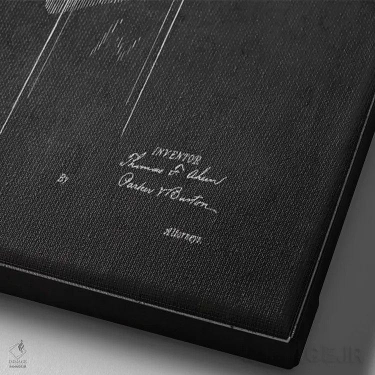 تابلو نقشهٔ ثبت اختراع تلفن اهِرن (تیره) اثر پیکسل کهنه (استودیو/نام هنری) - نمای نزدیک بافت بوم