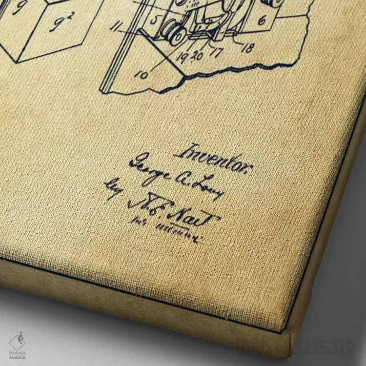 تابلو نقشهٔ ثبت اختراع تلفن بلند (قدیمی) اثر پیکسل کهنه (استودیو/نام هنری) - نمای نزدیک بافت بوم
