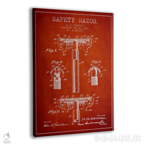 تابلو نقشه ثبت اختراع ریشتراش (قرمز) اثر پیکسل کهنه (استودیو/نام هنری) - نمای پرسپکتیو محصول