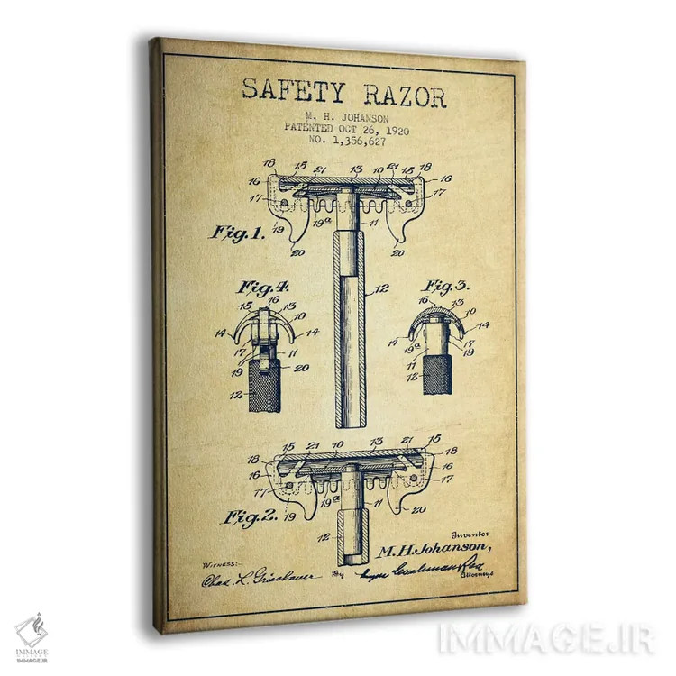 تابلو نقشه ثبت اختراع ریشتراش (کلاسیک) اثر پیکسل کهنه (استودیو/نام هنری) - نمای پرسپکتیو محصول
