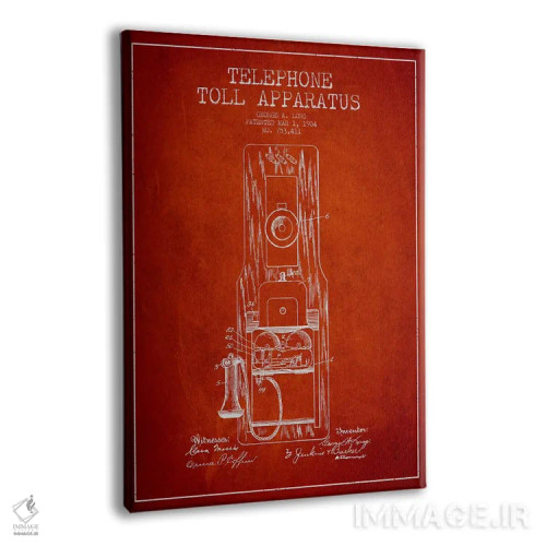 تابلو نقشه ثبت اختراع تلفن راه دور بلند (قرمز) اثر پیکسل کهنه (استودیو/نام هنری) - نمای پرسپکتیو محصول