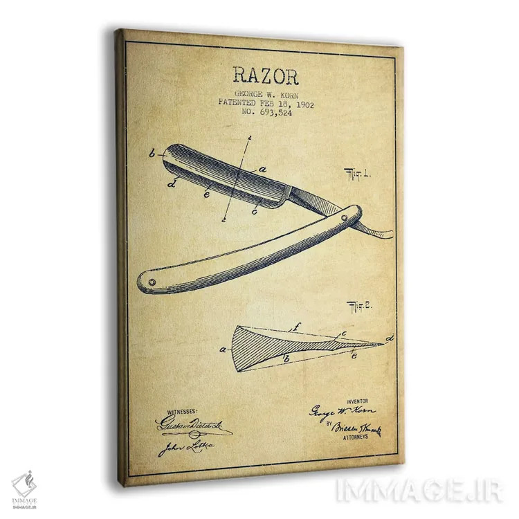 تابلو نقشه ثبت اختراع ریشتراش (کلاسیک) اثر پیکسل کهنه (استودیو/نام هنری) - نمای پرسپکتیو محصول