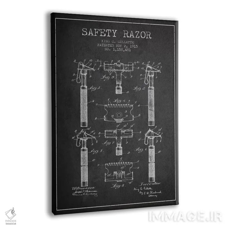 تابلو نقشه ثبت اختراع ریشتراش (ذغالی) اثر پیکسل کهنه (استودیو/نام هنری) - نمای پرسپکتیو محصول