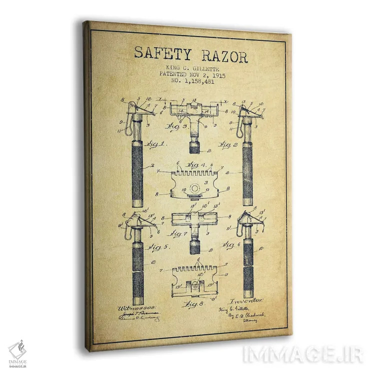 تابلو نقشه ثبت اختراع ریشتراش (کلاسیک) اثر پیکسل کهنه (استودیو/نام هنری) - نمای پرسپکتیو محصول