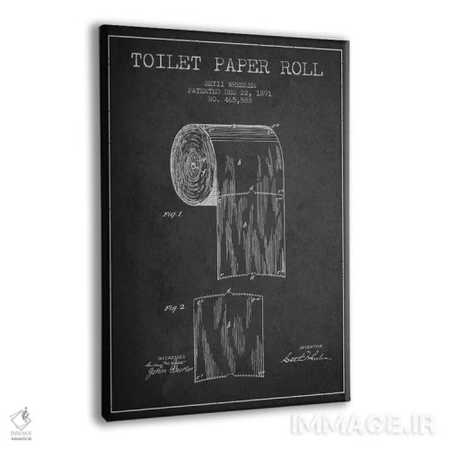 تابلو نقشه ثبت اختراع دستمال توالت (ذغالی) اثر پیکسل کهنه (استودیو/نام هنری) - نمای پرسپکتیو محصول