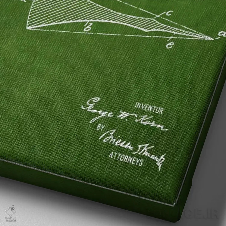 تابلو نقشه ثبت اختراع ریشتراش (سبز) اثر پیکسل کهنه (استودیو/نام هنری) - نمای نزدیک بافت بوم