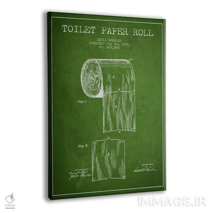 تابلو نقشه ثبت اختراع دستمال توالت (سبز) اثر پیکسل کهنه (استودیو/نام هنری) - نمای پرسپکتیو محصول