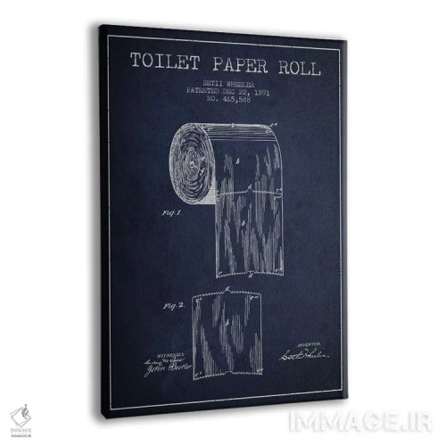 تابلو نقشه ثبت اختراع دستمال توالت (آبی نفتی) اثر پیکسل کهنه (استودیو/نام هنری) - نمای پرسپکتیو محصول