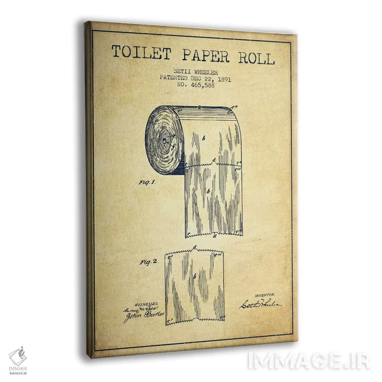تابلو نقشه ثبت اختراع دستمال توالت (کلاسیک) اثر پیکسل کهنه (استودیو/نام هنری) - نمای پرسپکتیو محصول