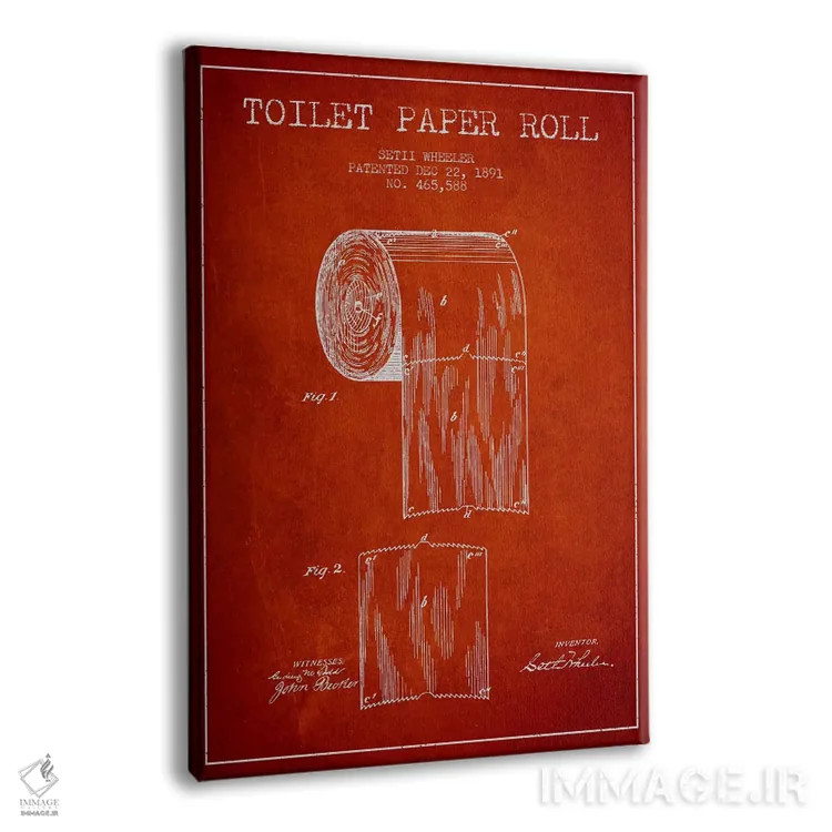 تابلو نقشه ثبت اختراع دستمال توالت (قرمز) اثر پیکسل کهنه (استودیو/نام هنری) - نمای پرسپکتیو محصول