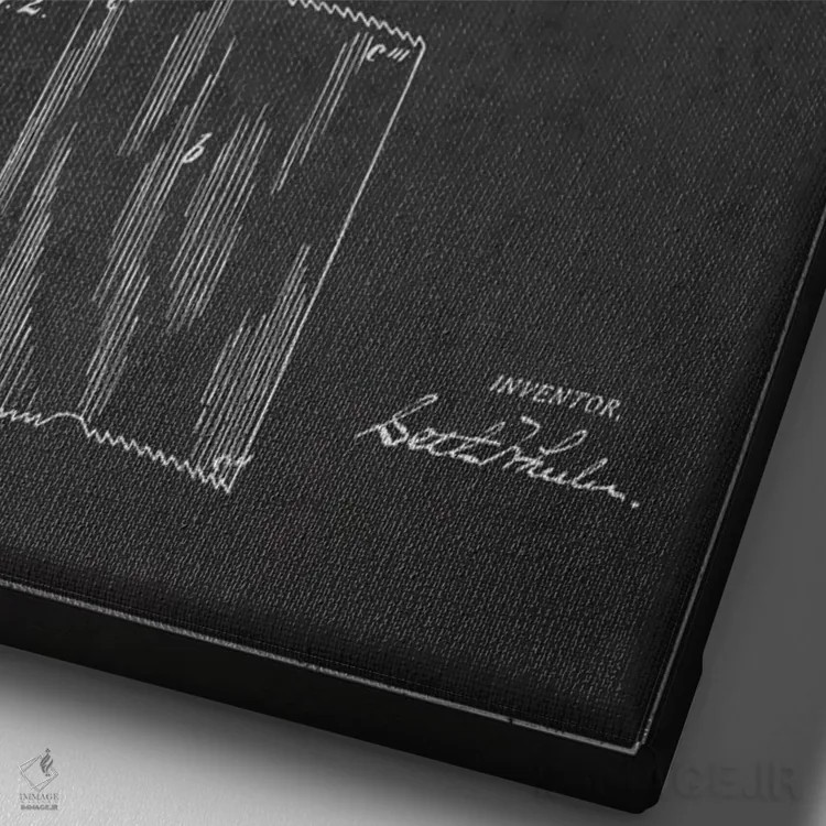 تابلو نقشه ثبت اختراع دستمال توالت (ذغالی) اثر پیکسل کهنه (استودیو/نام هنری) - نمای نزدیک بافت بوم