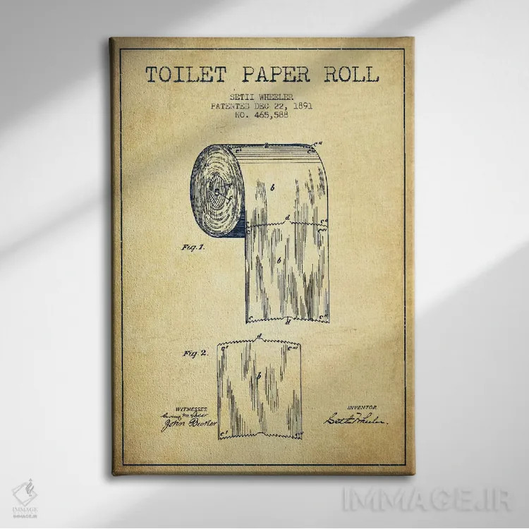 تابلو نقشه ثبت اختراع دستمال توالت (کلاسیک) اثر پیکسل کهنه (استودیو/نام هنری) - نمای روبهرو روی دیوار