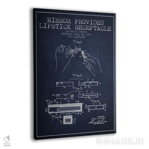 تابلو نقشهٔ ثبت اختراع رژ لب با آینه سرمهای اثر پیکسل کهنه (استودیو/نام هنری) - نمای پرسپکتیو محصول