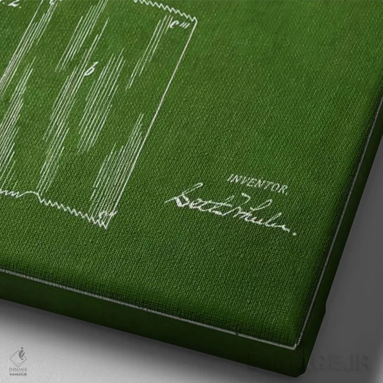 تابلو نقشه ثبت اختراع دستمال توالت (سبز) اثر پیکسل کهنه (استودیو/نام هنری) - نمای نزدیک بافت بوم