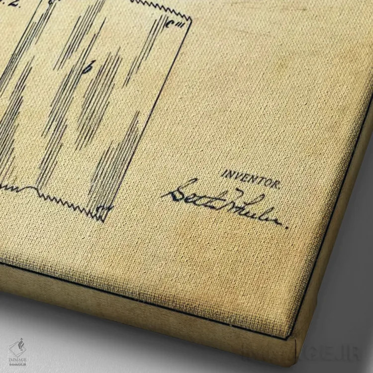 تابلو نقشه ثبت اختراع دستمال توالت (کلاسیک) اثر پیکسل کهنه (استودیو/نام هنری) - نمای نزدیک بافت بوم