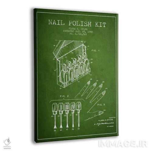 تابلو نقشهٔ ثبت اختراع کیت لاک ناخن (سبز) اثر پیکسل کهنه (استودیو/نام هنری) - نمای پرسپکتیو محصول
