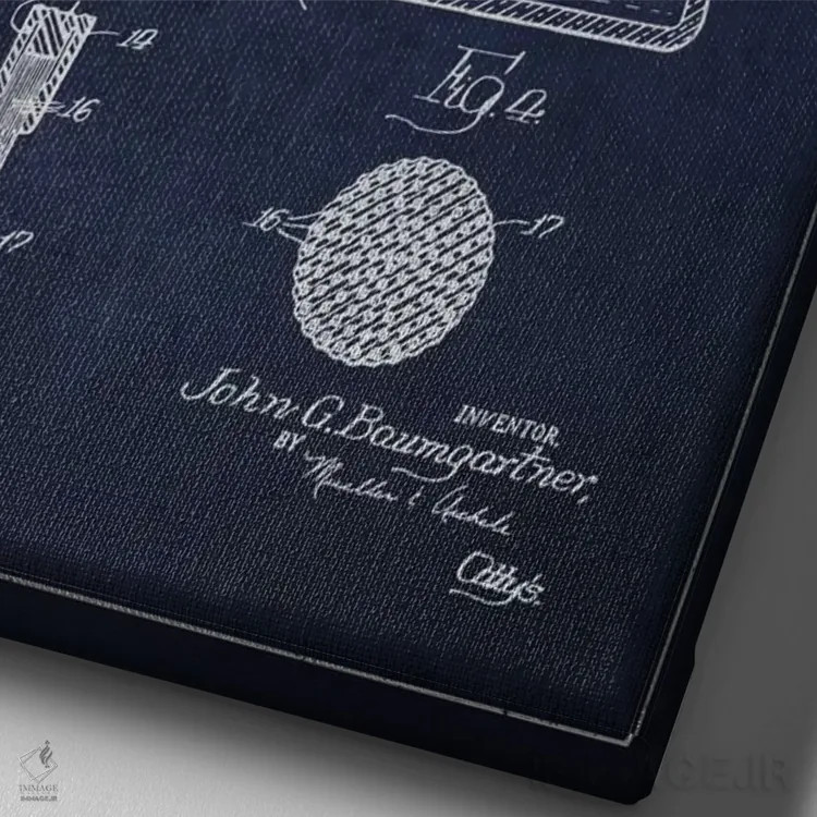 تابلو نقشهٔ ثبت اختراع اپلیکاتور ناخن (سرمهای) اثر پیکسل کهنه (استودیو/نام هنری) - نمای نزدیک بافت بوم