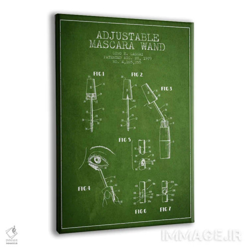 تابلو نقشهٔ ثبت اختراع ریمل قابل تنظیم (سبز) اثر پیکسل کهنه (استودیو/نام هنری) - نمای پرسپکتیو محصول