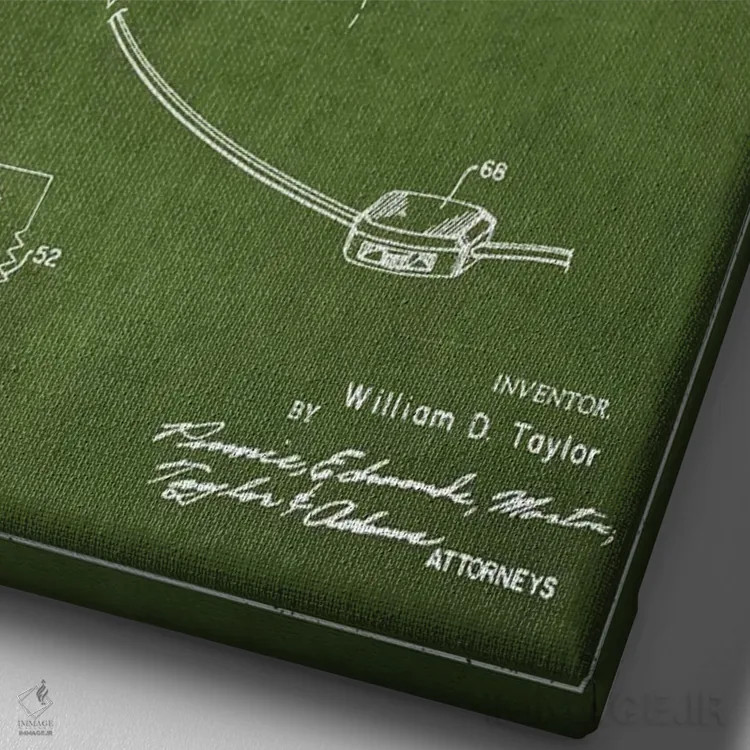 تابلو نقشهٔ ثبت اختراع سشوار قابل حمل (سبز) اثر پیکسل کهنه (استودیو/نام هنری) - نمای نزدیک بافت بوم