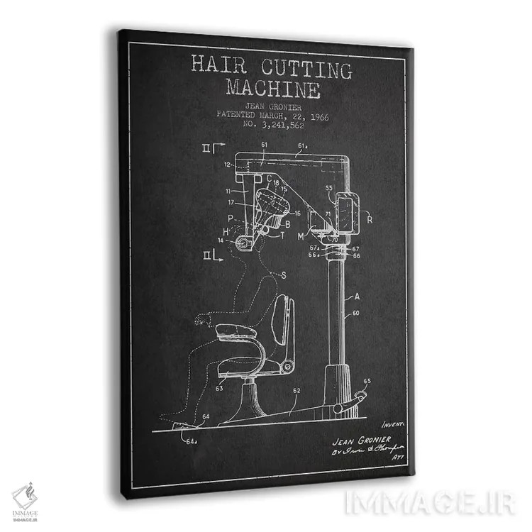 تابلو نقشه پتنت برش موی اتوماتیک (طرح ذغالی) اثر پیکسل کهنه (استودیو/نام هنری) - نمای پرسپکتیو محصول