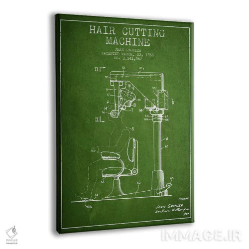 تابلو نقشه پتنت برش موی اتوماتیک (سبز) اثر پیکسل کهنه (استودیو/نام هنری) - نمای پرسپکتیو محصول
