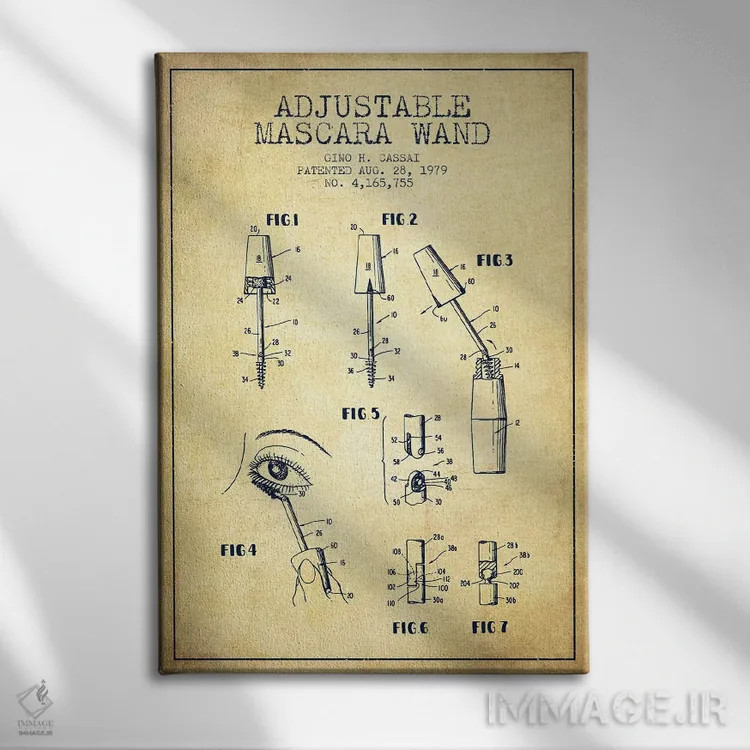 تابلو نقشه پتنت ریمل قابل تنظیم (طرح قدیمی) اثر پیکسل کهنه (استودیو/نام هنری) - نمای روبهرو روی دیوار