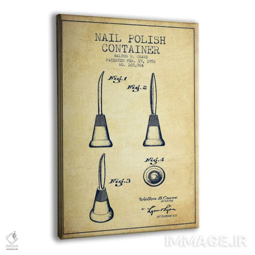 تابلو نقشه طرح اختراع لاک ناخن ظرفی قدیمی اثر پیکسل کهنه (استودیو/نام هنری) - نمای پرسپکتیو محصول
