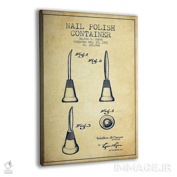 تابلو نقشه طرح اختراع لاک ناخن ظرفی قدیمی اثر پیکسل کهنه (استودیو/نام هنری) - نمای پرسپکتیو محصول