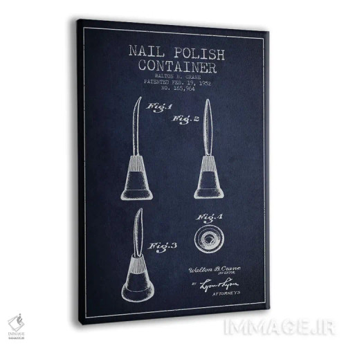 تابلو نقشه طرح اختراع لاک ناخن ظرفی (آبی سیر) اثر پیکسل کهنه (استودیو/نام هنری) - نمای پرسپکتیو محصول