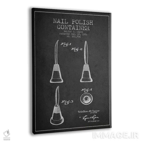 تابلو نقشه طرح اختراع لاک ناخن ظرفی (زغالسنگی) اثر پیکسل کهنه (استودیو/نام هنری) - نمای پرسپکتیو محصول