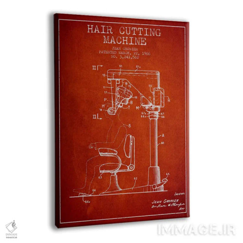 تابلو نقشه پتنت برش موی اتوماتیک (قرمز) اثر پیکسل کهنه (استودیو/نام هنری) - نمای پرسپکتیو محصول