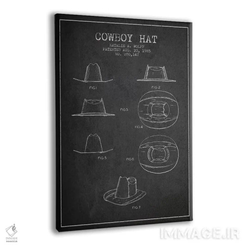 تابلو طرح پتنت کلاه کابویی (زغالسنگی) اثر پیکسل کهنه (استودیو/نام هنری) - نمای پرسپکتیو محصول