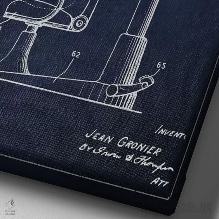 تابلو نقشه پتنت برش موی اتوماتیک (آبی نفتی) اثر پیکسل کهنه (استودیو/نام هنری) - نمای نزدیک بافت بوم