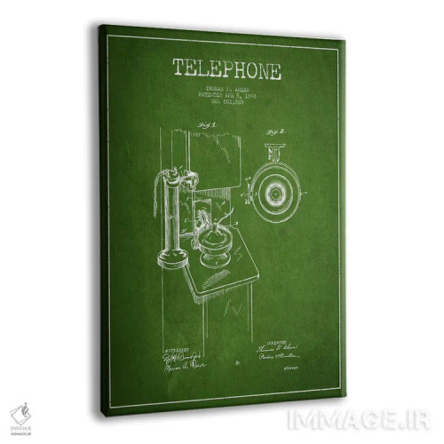 تابلو طرح پتنت تلفن اهرن (سبز) اثر پیکسل کهنه (استودیو/نام هنری) - نمای پرسپکتیو محصول